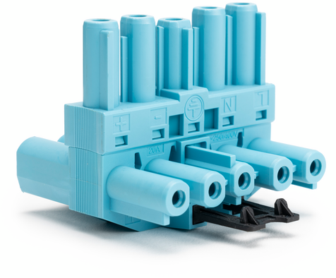 Splitter, 5-polig, 1 in 2 uit pastelblauw, DALI