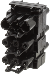 Splitter, 3-polig, 1 in 5 uit, zwart