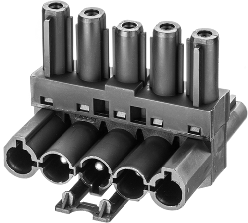 Splitter, 5-polig, 1 in 2 uit, zwart