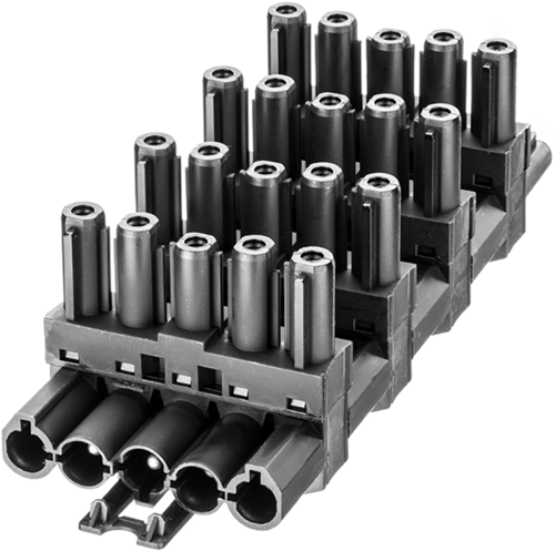 Splitter, 5-polig, 1 in 5 uit, zwart