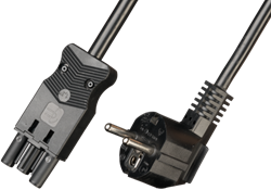 Netsnoer, 3-polig, 1,5mm2, 200cm. female zwart Eca