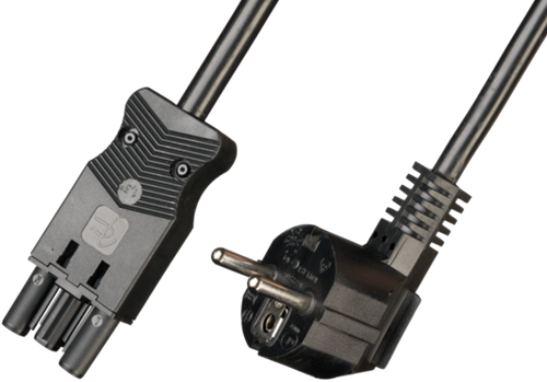 Netsnoer, 3-polig, 1,5mm2, 500cm. female zwart Eca