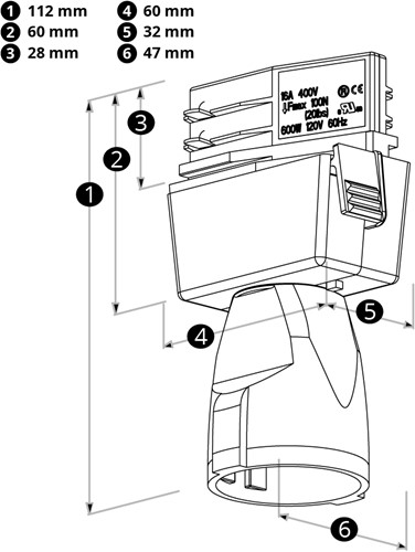 PRX 3-fase Schuko adapter (stopcontact 230V) zwart-1