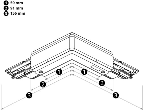 PRX 3-Fase DALI Rail 90° Bocht Links aarde buitenzijde Wit-1