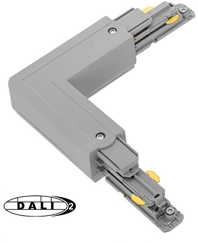 PRX 3-Fase DALI Rail 90° Bocht Rechts aarde binnenzijde Grijs