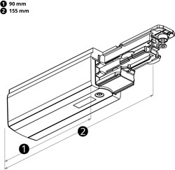 PRX 3-Fase DALI Rail Aansluitstuk Wit Rechts