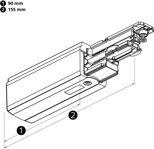 PRX 3-Fase DALI Rail Aansluitstuk Grijs Rechts-1