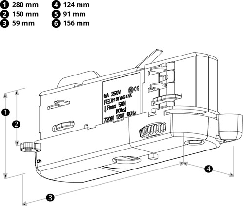 PRX 3-Fase DALI Rail Adapter 70mm Wit-1