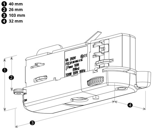 PRX 3-Fase DALI Rail Adapter 103mm Zwart-1