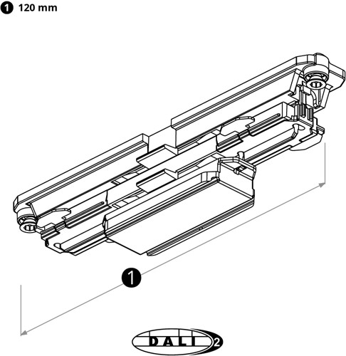 PRX 3-Fase DALI Rail Elektrisch Koppelstuk Zwart-1