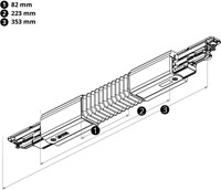 PRX 3-Fase DALI Rail Flexibele Koppelstuk Lang Grijs