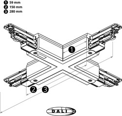 PRX 3-Fase DALI Rail Kruis Koppelstuk Grijs