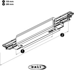 PRX 3-Fase DALI Rail Middenvoeding Zwart