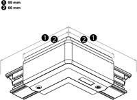 PRX 3-Fase Rail 90° Bocht Links aarde buitenzijde Wit