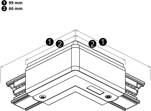 PRX 3-Fase Rail 90° Bocht Links aarde buitenzijde Zwart