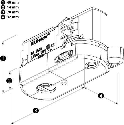 PRX 3-Fase Rail Adapter 70mm Grijs