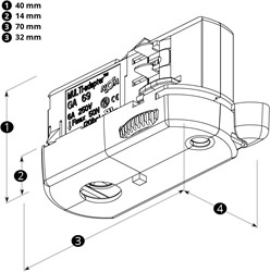 PRX 3-Fase Rail GA-69 Adapter 70mm Grijs