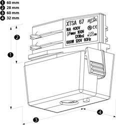 PRX 3-Fase Rail multi-adapter 3-fase + 400V aftakking Grijs