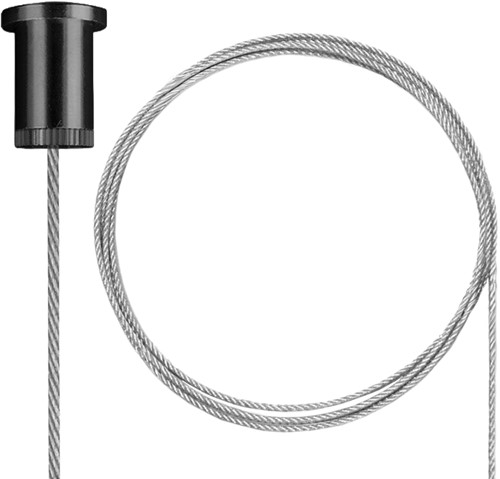 PRX 3-Fase Rail pendelset incl. plafondbus zwart M10 + staalkabel 6m zilver (excl. railbeugel en snelspanner) 10x