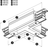 PRX 3-Fase Rail T-Koppelstuk Wit Rechts Type 2-1