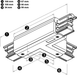 PRX 3-Fase Rail T-Koppelstuk Grijs Rechts Type 1
