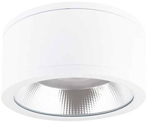 Pragmalux LED opbouw downlight Relio IP65 facet reflector wit 28-32W 2520-3200lm 2700K-3000K-4000K 3-CCT CRI>90 UGR<19 60D Ø214x119mm