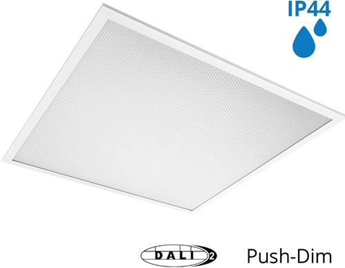 Pragmalux LED Paneel 60x60cm Sigma G2 IP44 38W 3000K-4000K 2-CCT 5000-5100lm UGR<19 +TCI DALI Driver (4x14W/4x18W)