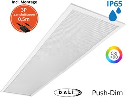 Pragmalux LED Paneel 30x120cm Sigma G2 IP65 CRI>90 37W 5000K-6500K 2-CCT 5200-5300lm UGR<19 +TCI DALI Driver incl. 3P Aansluitsnoer (2x28W/2x36W)