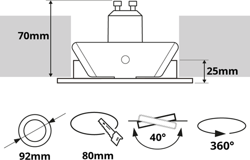 Pragmalux Inbouwspot met bladveren Alpha Rond Kantelbaar zwart RAL9004 - Incl. GU10 Fitting-4