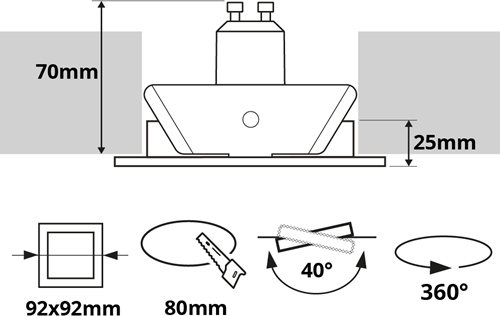 Pragmalux Inbouwspot met bladveren Boxy Vierkant Kantelbaar Bronze RAL8000 - Incl. GU10 Fitting-2