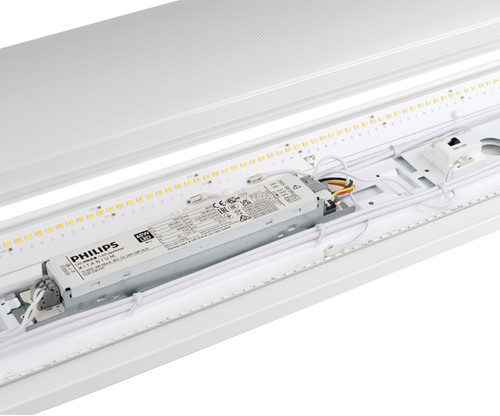 Pragmalux LED Batten Lumea IP44 Prisma 120cm 23-39W 3250-5770lm 3000-4000K 2-CCT (2x36W) wit  5x2,5mm doorvoerbedrading + noodmodule zelftest 1uur-6