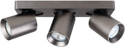 Pragmalux opbouwarmatuur Valento rechthoek drievoudig kantelbaar Ø65 bronze RAL7048 - incl. GU10 Fitting