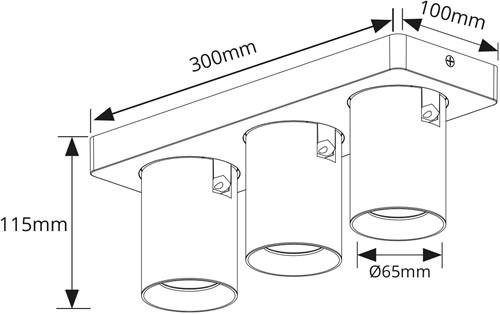 Pragmalux opbouwarmatuur Valento rechthoek drievoudig kantelbaar Ø65 zwart RAL9004 - incl. GU10 Fitting-1