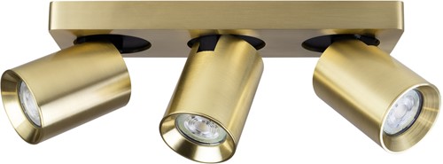 Pragmalux opbouwarmatuur Valento rechthoek drievoudig kantelbaar Ø65 messing RAL1001 - incl. GU10 Fitting