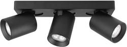 Pragmalux opbouwarmatuur Valento rechthoek drievoudig kantelbaar Ø65 zwart RAL9004 - incl. GU10 Fitting