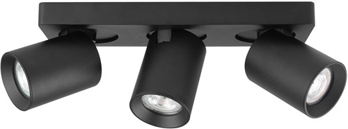Pragmalux opbouwarmatuur Valento rechthoek drievoudig kantelbaar Ø65 zwart RAL9004 - incl. GU10 Fitting
