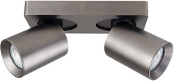 Pragmalux opbouwarmatuur Valento rechthoek dubbel kantelbaar Ø65 bronze RAL7048 - incl. GU10 Fitting