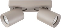 Pragmalux opbouwarmatuur Valento rechthoek dubbel kantelbaar Ø65 khaki RAL1019 - incl. GU10 Fitting