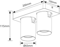 Pragmalux opbouwarmatuur Valento rechthoek dubbel kantelbaar Ø65 messing RAL1001 - incl. GU10 Fitting-1