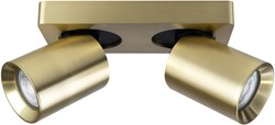 Pragmalux opbouwarmatuur Valento rechthoek dubbel kantelbaar Ø65 messing RAL1001 - incl. GU10 Fitting