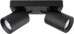 Pragmalux opbouwarmatuur Valento rechthoek dubbel kantelbaar Ø65 zwart RAL9004 - incl. GU10 Fitting