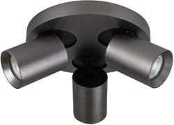 Pragmalux opbouwarmatuur Valento rond drievoudig kantelbaar Ø65 bronze RAL7048 - incl. GU10 Fitting