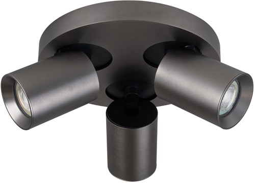 Pragmalux opbouwarmatuur Valento rond drievoudig kantelbaar Ø65 bronze RAL7048 - incl. GU10 Fitting
