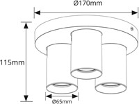 Pragmalux opbouwarmatuur Valento rond drievoudig kantelbaar Ø65 messing RAL1001 - incl. GU10 Fitting-1