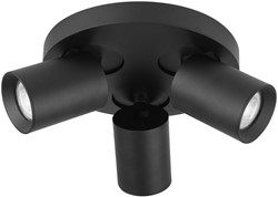 Pragmalux opbouwarmatuur Valento rond drievoudig kantelbaar Ø65 zwart RAL9004 - incl. GU10 Fitting