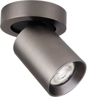 Pragmalux opbouwarmatuur Valento rond single kantelbaar Ø65 bronze RAL7048 - incl. GU10 Fitting