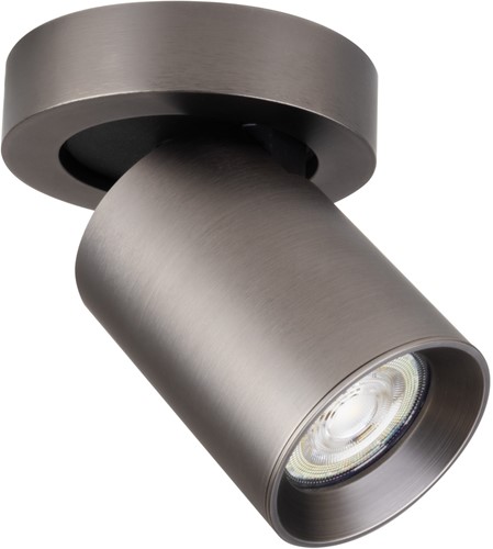 Pragmalux opbouwarmatuur Valento rond single kantelbaar Ø65 bronze RAL7048 - incl. GU10 Fitting