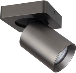 Pragmalux opbouwarmatuur Valento vierkant single kantelbaar Ø65 bronze RAL7048 - incl. GU10 Fitting
